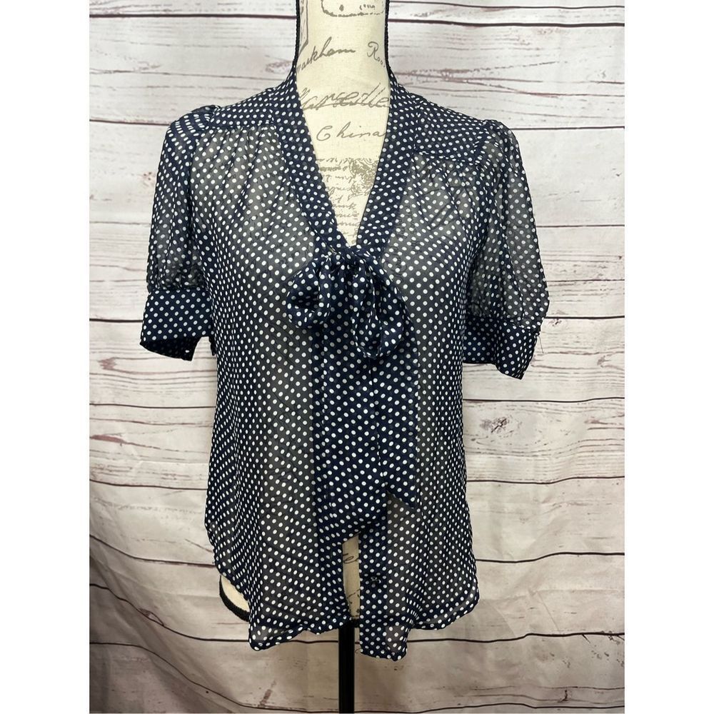 Portmans size 6 black with white polka dots pullover blouse‎ - 2260